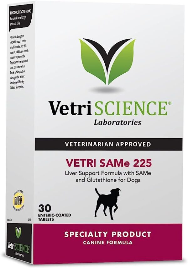 VetriScience Vetri-Same Advanced Liver Support Supplement for Dogs with Glutathione, 225mg Tablets