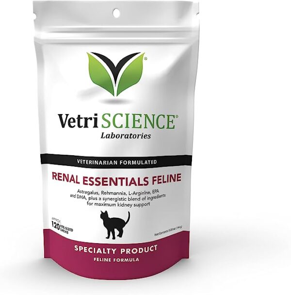 VetriScience Renal Essentials Cat Kidney Support Chews, 120 Bite Sized Chews