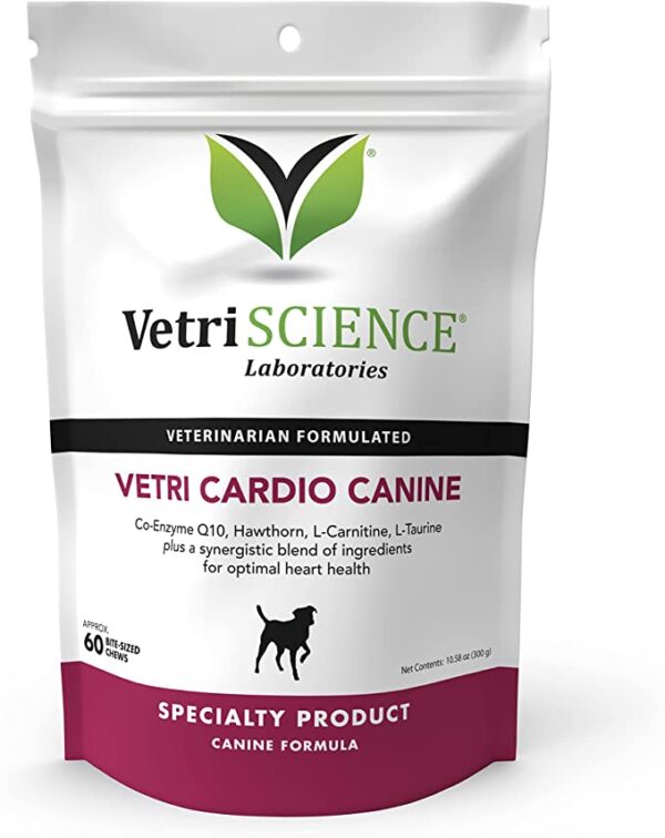 VETRISCIENCE Vetri Cardio Canine Complete Cardiovascular Support for Dogs with CoQ10, Taurine and Arginine, 60 Chews