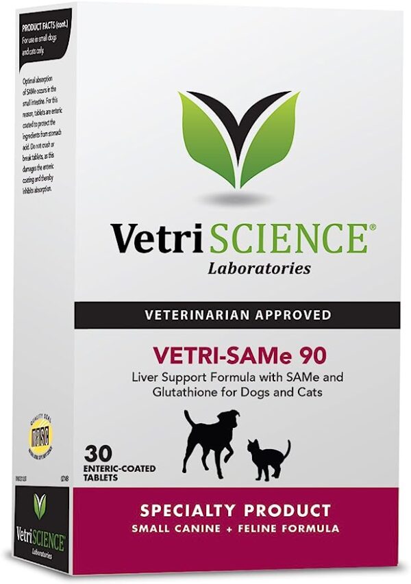 VETRISCIENCE Vetri Same 90 Liver Health Supplement for Dogs and Cats – S-Adenosyl Methionine Tablets for Small Dogs and Cats