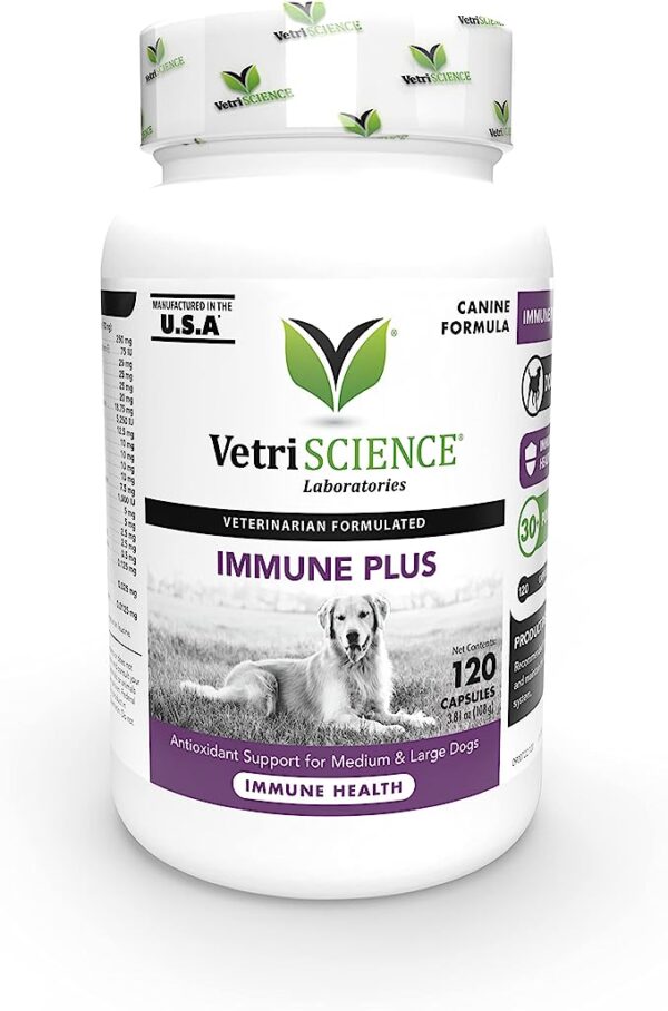 VetriScience Immune Plus Immunity Support for Dogs, 120 Capsules – Immune and Allergy Support Supplement for Dogs Over 30 Pounds - Formerly Cell Advance 880