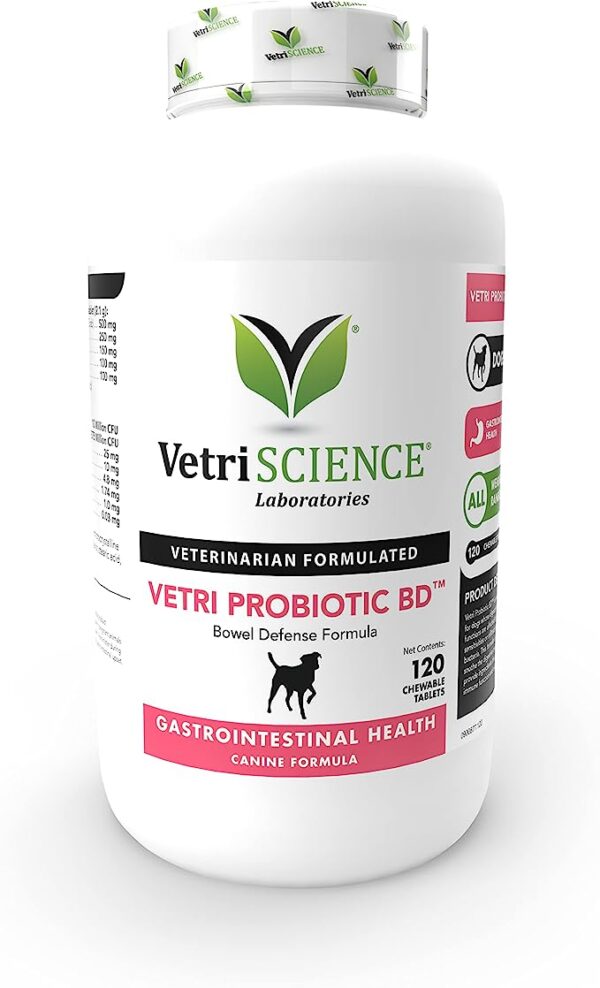 VetriScience Vetri Probiotic Bowel Defense and GI Support Supplement for Dogs, 120 Tablets