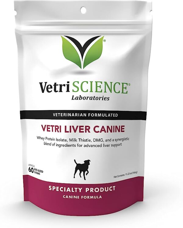 VETRISCIENCE Vetri Liver Canine Milk Thistle Supplement for Dogs – Advanced Liver Supplement for Dogs with Antioxidants, Liver Detox, for Sensitive Stomachs