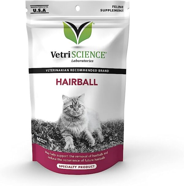 VetriScience Laboratories Hairball Digestive Support Chicken Liver Flavored 60 Soft Chews for Cats