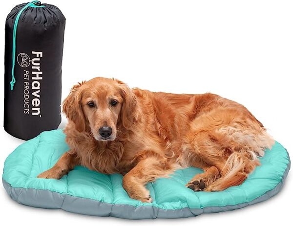 Furhaven Outdoor Travel Dog Bed for Large/Medium Dogs w/ Carry Bag, Washable & Foldable, Great for Crates & Kennels