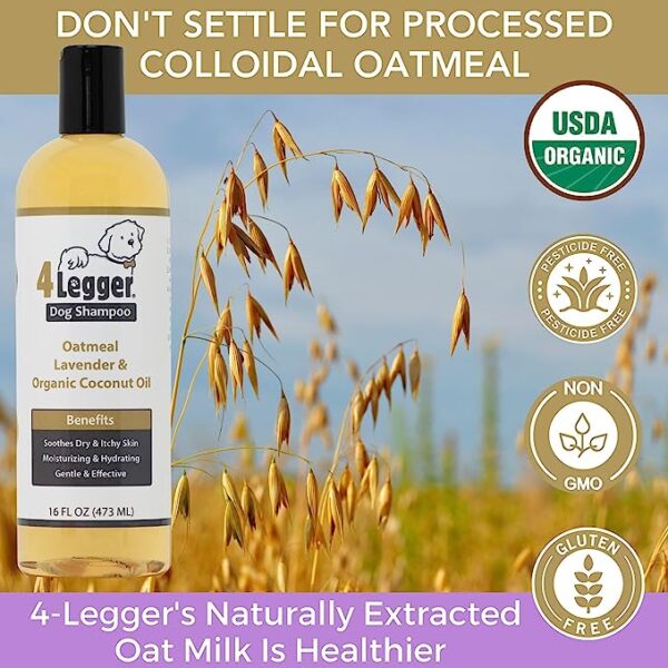 4Legger Organic Dog Shampoo USDA Certified Organic, All Natural Hypoallergenic Dog Shampoo with Oatmeal - Image 2