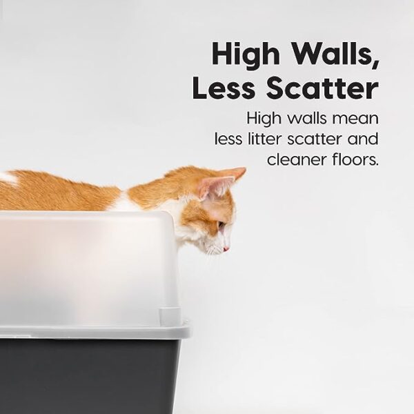 IRIS USA Open Top Cat Litter Tray with Scoop and Scatter Shield - Image 2