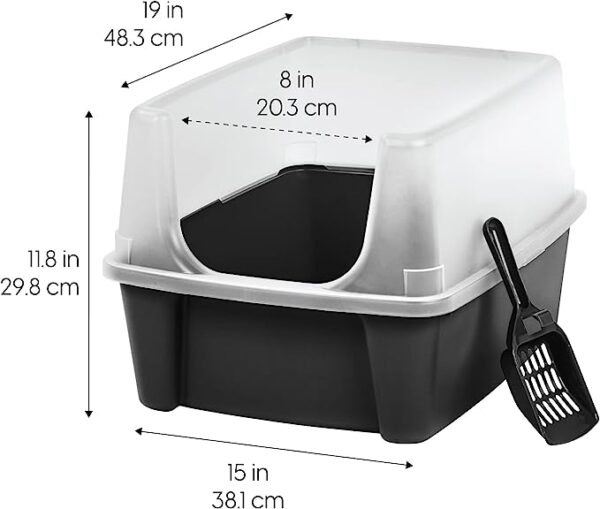 IRIS USA Open Top Cat Litter Tray with Scoop and Scatter Shield - Image 4