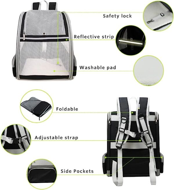 Texsens Innovative Traveler Bubble Backpack Pet Carriers for Cats and Dogs (Black) - Image 2