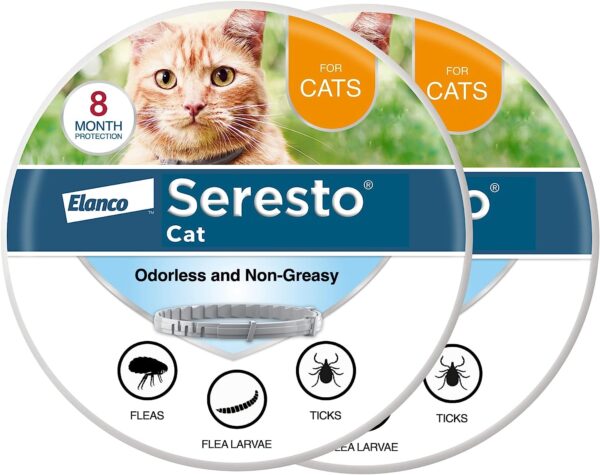 Seresto Cat Vet-Recommended Flea & Tick Treatment & Prevention Collar for Cats, 8 Months Protection | 2-Pack