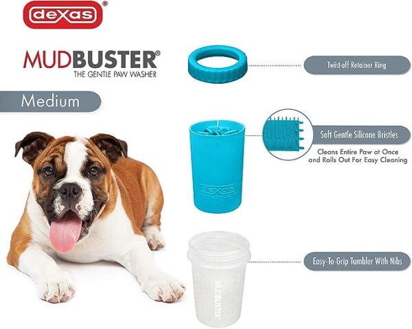 Dexas MudBuster Portable Dog Paw Cleaner, Medium, Blue - Image 3