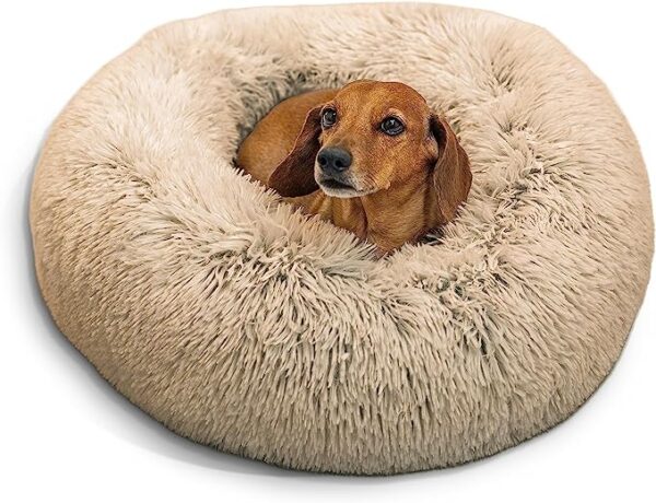 Best Friends by Sheri The Original Calming Donut Cat and Dog Bed in Shag Fur Taupe